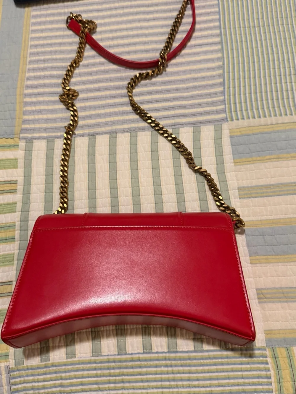 Balenciaga Red Leather B Logo Clutch